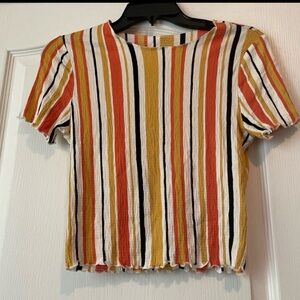 Love Tree Colorful Striped Short Sleeve Top